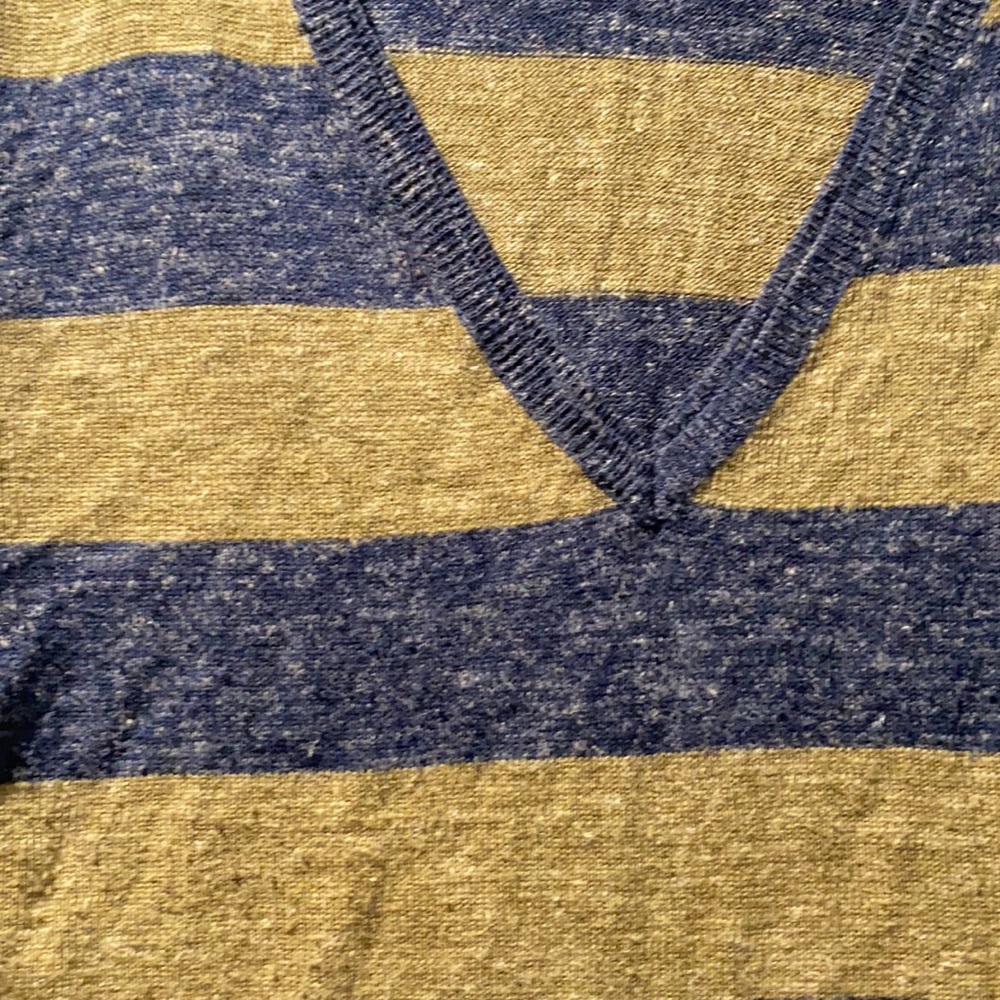 KERSH OLIVE/NAVY STRIPED SWEATER V-NECK SZ XL - Picture 2 of 3